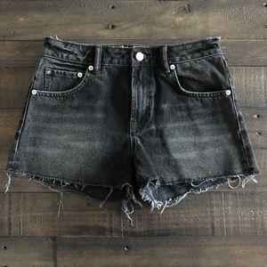 All Saints Cutoff Black Denim Jean Raw Shorts 27